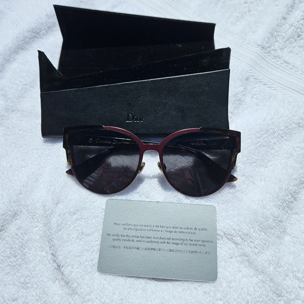 CHRISTIAN‎ DIOR WILDLY DIOR/S P7L-Y1 RED HAVANA/GRAY SUNGLASSES AUTHENTIC